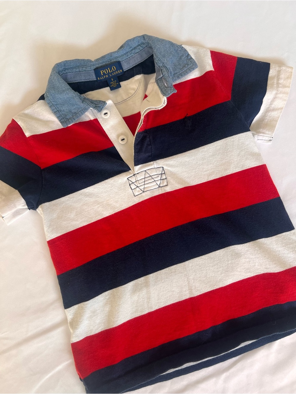 Polo by Ralph Lauren Red, Navy & White Striped Short-Sleeve Polo